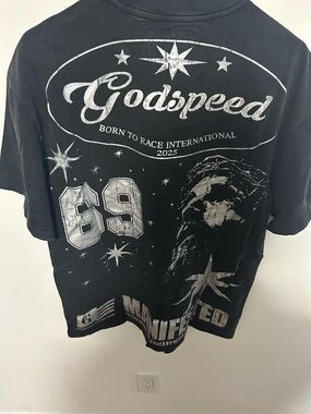 Graphic Tee in Black with Silver Print